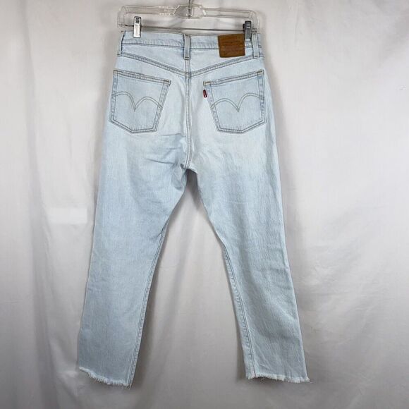 Levi's 501 Premium Denim Jeans Shout Out light wash raw hem size 27 x 26 - Picture 6 of 13